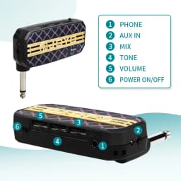 JOYO JA-03 Portable Bass Guitar Amplifier 6 Sound Effects Plug and Play Mini Amplifier Headphone Amp for Guitar Practice