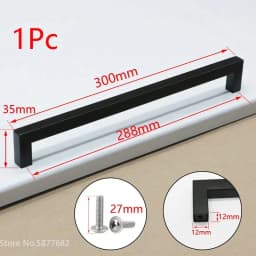 Square Furniture Hardware Black Cabinet Handle Stainless Steel Kitchen Door Knobs Cupboard Wardrobe Drawer Pulls