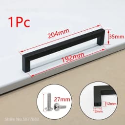 Square Furniture Hardware Black Cabinet Handle Stainless Steel Kitchen Door Knobs Cupboard Wardrobe Drawer Pulls