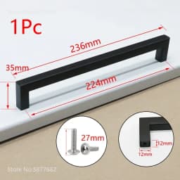 Square Furniture Hardware Black Cabinet Handle Stainless Steel Kitchen Door Knobs Cupboard Wardrobe Drawer Pulls