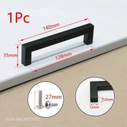 Square Furniture Hardware Black Cabinet Handle Stainless Steel Kitchen Door Knobs Cupboard Wardrobe Drawer Pulls