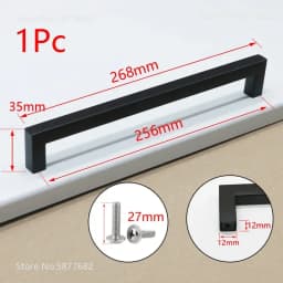 Square Furniture Hardware Black Cabinet Handle Stainless Steel Kitchen Door Knobs Cupboard Wardrobe Drawer Pulls