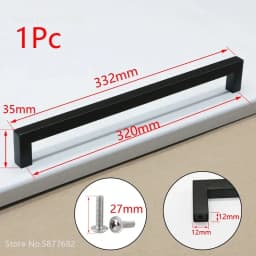 Square Furniture Hardware Black Cabinet Handle Stainless Steel Kitchen Door Knobs Cupboard Wardrobe Drawer Pulls