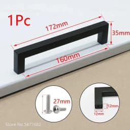 Square Furniture Hardware Black Cabinet Handle Stainless Steel Kitchen Door Knobs Cupboard Wardrobe Drawer Pulls