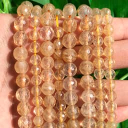 4-10mm Faceted Yellow Citrines Quartzs Stone Beads Natural Loose Spacer Beads for Jewelry Making DIY Bracelet Accessories 15''