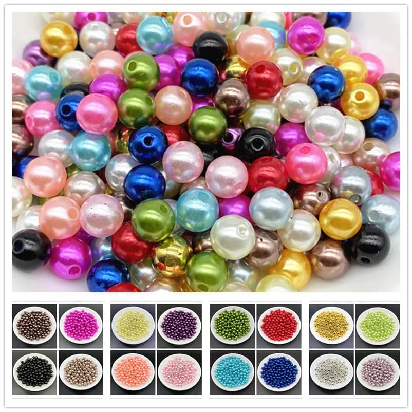 4 6 8 10mm Imitation Pearl Acrylic Beads Loose Spacer Round Bead Necklace bracelet pendant earrings Jewelry Making DIY Accessory