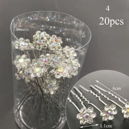 20pcs Women Hair Clips Flower Hairpin Stick Wedding Bridal Crystal Pearl Hairpins U Shaped Hair Clip Barrettes Hair Accessories