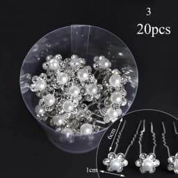 20pcs Women Hair Clips Flower Hairpin Stick Wedding Bridal Crystal Pearl Hairpins U Shaped Hair Clip Barrettes Hair Accessories