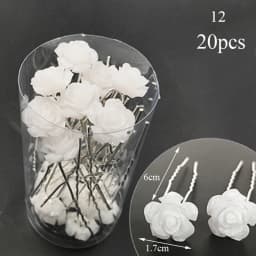 20pcs Women Hair Clips Flower Hairpin Stick Wedding Bridal Crystal Pearl Hairpins U Shaped Hair Clip Barrettes Hair Accessories