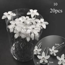20pcs Women Hair Clips Flower Hairpin Stick Wedding Bridal Crystal Pearl Hairpins U Shaped Hair Clip Barrettes Hair Accessories