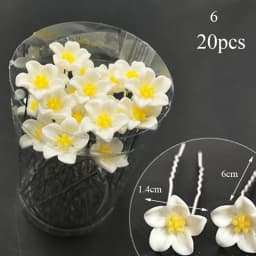 20pcs Women Hair Clips Flower Hairpin Stick Wedding Bridal Crystal Pearl Hairpins U Shaped Hair Clip Barrettes Hair Accessories