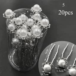 20pcs Women Hair Clips Flower Hairpin Stick Wedding Bridal Crystal Pearl Hairpins U Shaped Hair Clip Barrettes Hair Accessories