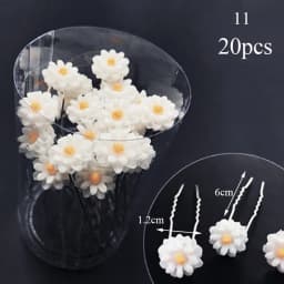 20pcs Women Hair Clips Flower Hairpin Stick Wedding Bridal Crystal Pearl Hairpins U Shaped Hair Clip Barrettes Hair Accessories