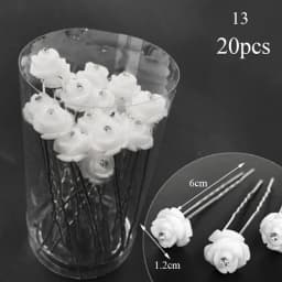 20pcs Women Hair Clips Flower Hairpin Stick Wedding Bridal Crystal Pearl Hairpins U Shaped Hair Clip Barrettes Hair Accessories