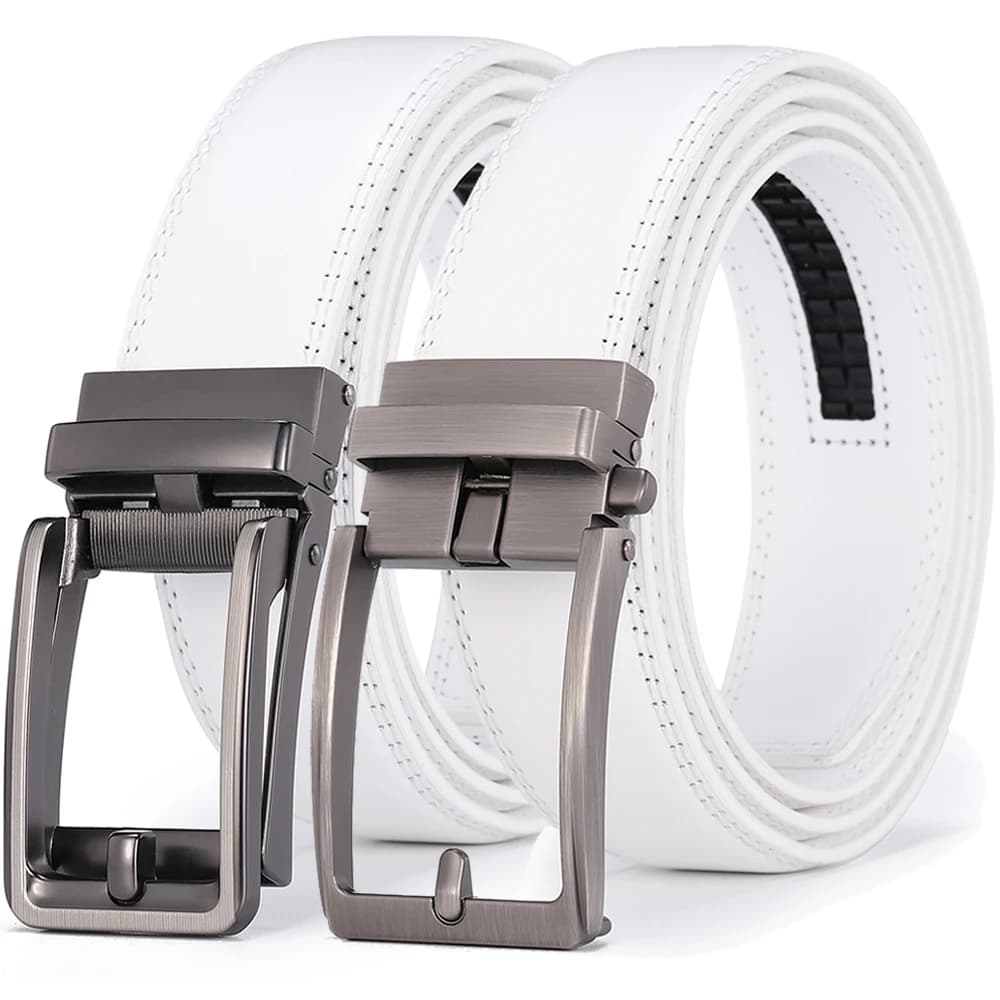 Luxury White Golf Belt for Men High Quality Leather 110-130 Plus Size Designer Business Waist Strap Cowskin Male Causal Jeans