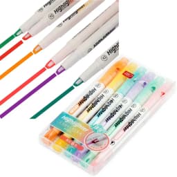 6 Colors/Set Unique Window Tip Highlighter Pen Double Head Pastel Color Midline highlighters Marker School Stationery Supplies