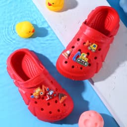 Breathable Clogs,With Cartoon Excavator Charms For Boys, Lightweight Anti Slip Clogs For Indoor Outdoor Shower Beach Pool 3057