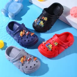 Breathable Clogs,With Cartoon Excavator Charms For Boys, Lightweight Anti Slip Clogs For Indoor Outdoor Shower Beach Pool 3057