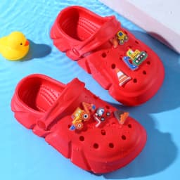 Breathable Clogs,With Cartoon Excavator Charms For Boys, Lightweight Anti Slip Clogs For Indoor Outdoor Shower Beach Pool 3057