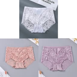 Women's High Waist Lace Shorts, Sexy Breathable Super Stretchy Underwear, Solid Color Fashion Women's Clothing, 3 Pieces