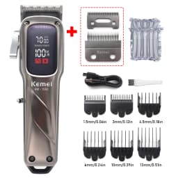 Kemei KM-1550 Professional Hair Clipper for Men LED Display Low Noise Cordless USB Interface Hair Cutting Machine Hair Trimmer