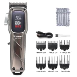 Kemei KM-1550 Professional Hair Clipper for Men LED Display Low Noise Cordless USB Interface Hair Cutting Machine Hair Trimmer