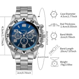 4pcs/set Men's Watches Fashion Arabic Dial Quartz Watch Male's Silver Band Wristwatches Jewelry Set (Without Box）