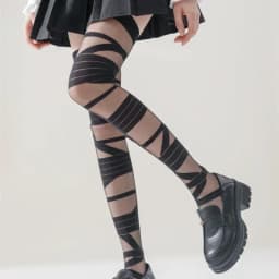 Stockings Women Bandage Silk Thigh Knee Socks Cross Strap Transparent White Black Stocks Gothic Punk Long Socks Women Hosiery