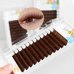 ABONNIE Cocoa Brown Individual Volume Eyelashes Extensions C CC D Brown Colored Natural Classic Mink Lashes Tray