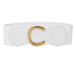 Women Wide Elastic Waist Belt for Dress Ladies Stretch Belt Plus Size with Gold Big Buckle