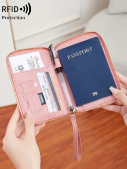 MIYIN RFID Anti-Theft Passport Wallet PU Leather Travel Zipper Men's and Women's Passport Bags Multifunctional Passport Clip
