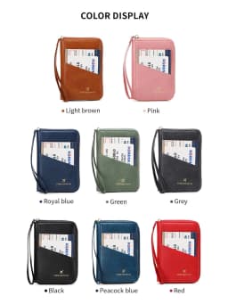 MIYIN RFID Anti-Theft Passport Wallet PU Leather Travel Zipper Men's and Women's Passport Bags Multifunctional Passport Clip