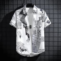 Men's Short sleeve Print Shirts Thin Beach Top Seaside Leisure Men's Essential Clothes