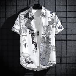 Men's Short sleeve Print Shirts Thin Beach Top Seaside Leisure Men's Essential Clothes