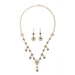Middle Eastern Style Rhinestone Necklace Drop Earrings 2-Piece Bridal Jewelry Set