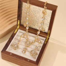 Middle Eastern Style Rhinestone Necklace Drop Earrings 2-Piece Bridal Jewelry Set