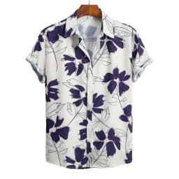 2023 Hawaiian Shirt Men Fashion Flower Geometric Printed Blouse Beach Single-breasted Short SleeveTops Holiday Men's Clothing