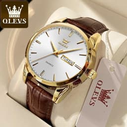 OLEVS Mens Quartz Watches Brand Luxury Casual Fashion Men's Watch For Gifts Breathable Leather Waterproof Luminous Wristwatch