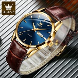 OLEVS Mens Quartz Watches Brand Luxury Casual Fashion Men's Watch For Gifts Breathable Leather Waterproof Luminous Wristwatch