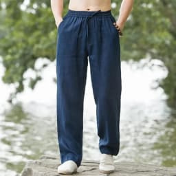 Men's Beach Pants Joggers Streetwear Cotton Linen Sweatpants Casual Pants Hawaiian Vacation Loose Summer Long