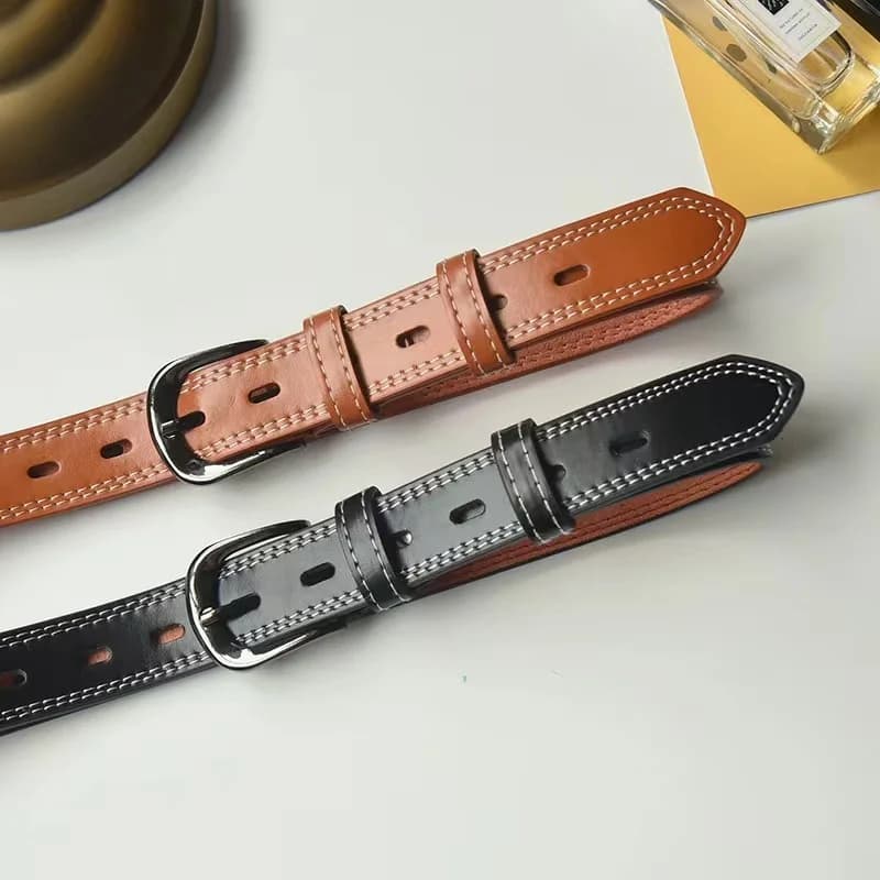 The whole body hollow belt men and women simple tie-in black jeans belt casual belt
