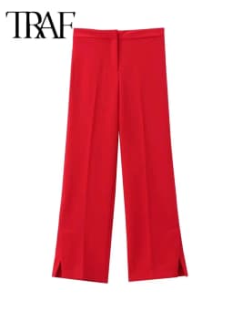 Women 2 Pieces Sets New Fashion Office Vest Top+Split Straight Leg Pants Women's Suit Formal Two Piece Set Women Outfit