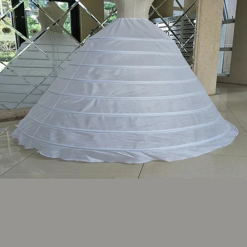 White 8 Hoops Super Puffy Petticoats Half Slip Skirt Floor Length Ballgown Underskirt for Wedding Quinceanera Dress