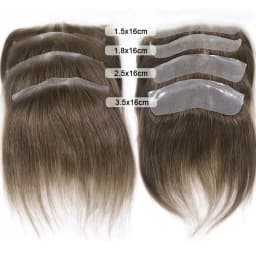 Grey Black Brown Frontal Hairline Toupee for Men Human Hair Forehead Toupee V Loop Ultra Thin Skin PU Natural Hairline Patch