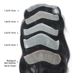 Grey Black Brown Frontal Hairline Toupee for Men Human Hair Forehead Toupee V Loop Ultra Thin Skin PU Natural Hairline Patch