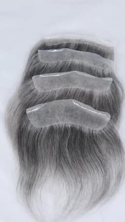 Grey Black Brown Frontal Hairline Toupee for Men Human Hair Forehead Toupee V Loop Ultra Thin Skin PU Natural Hairline Patch