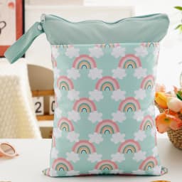 HappyFlute 1PC Portable Baby Diaper Bag Printed Waterproof Wet Dry Nappy Handbag Stroller Carry Pack Travel Wetbag With Pockets