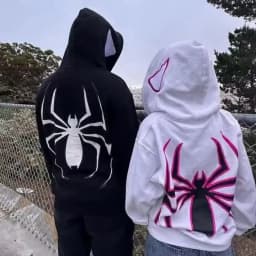 Full Zip Up Spider Hoodie Women Men Streetwear Harajuku Graphic Oversized Jacket Hood Shirt Punk Gothic Y2K Clothes Sweatshirt