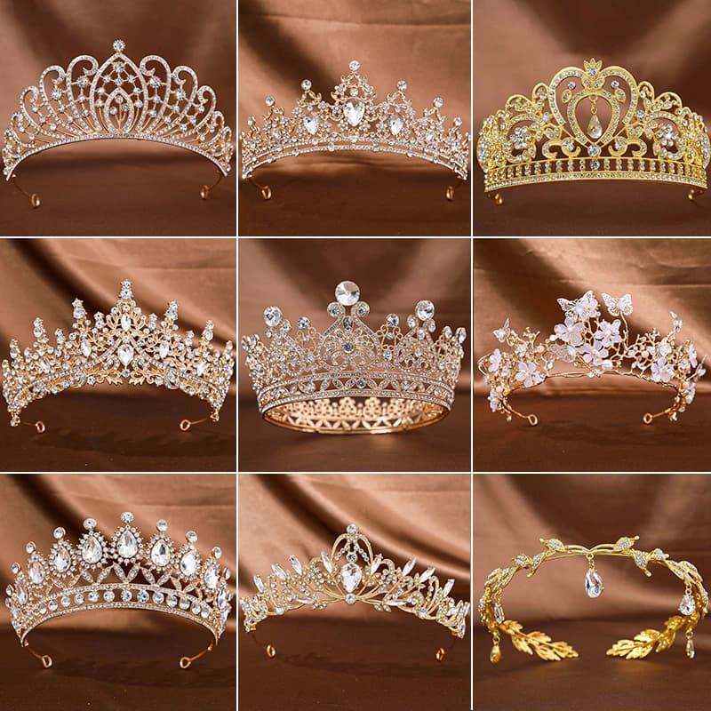 1Pc Golden Baroque Crystal Tiaras And Crowns For Women Bride Rhinestone Prom Diadem Headband Bridal Wedding Hair Accessories