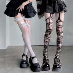 Women's Socks Spring Summer Lolita Sock Long Tube Sock Thin JK Girl Lolita Socks Fishnet Stockings Lace Suspenders Socks Fashion